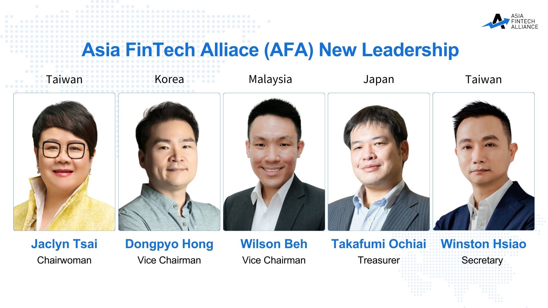 Jaclyn Tsai has been re-elected as the Chairwoman of the Asia FinTech Alliance (AFA) for a second term.